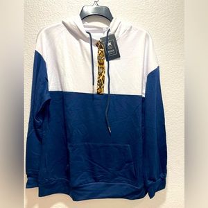 ETCYY Women Hoodie with Pocket and Leopard Stripe.